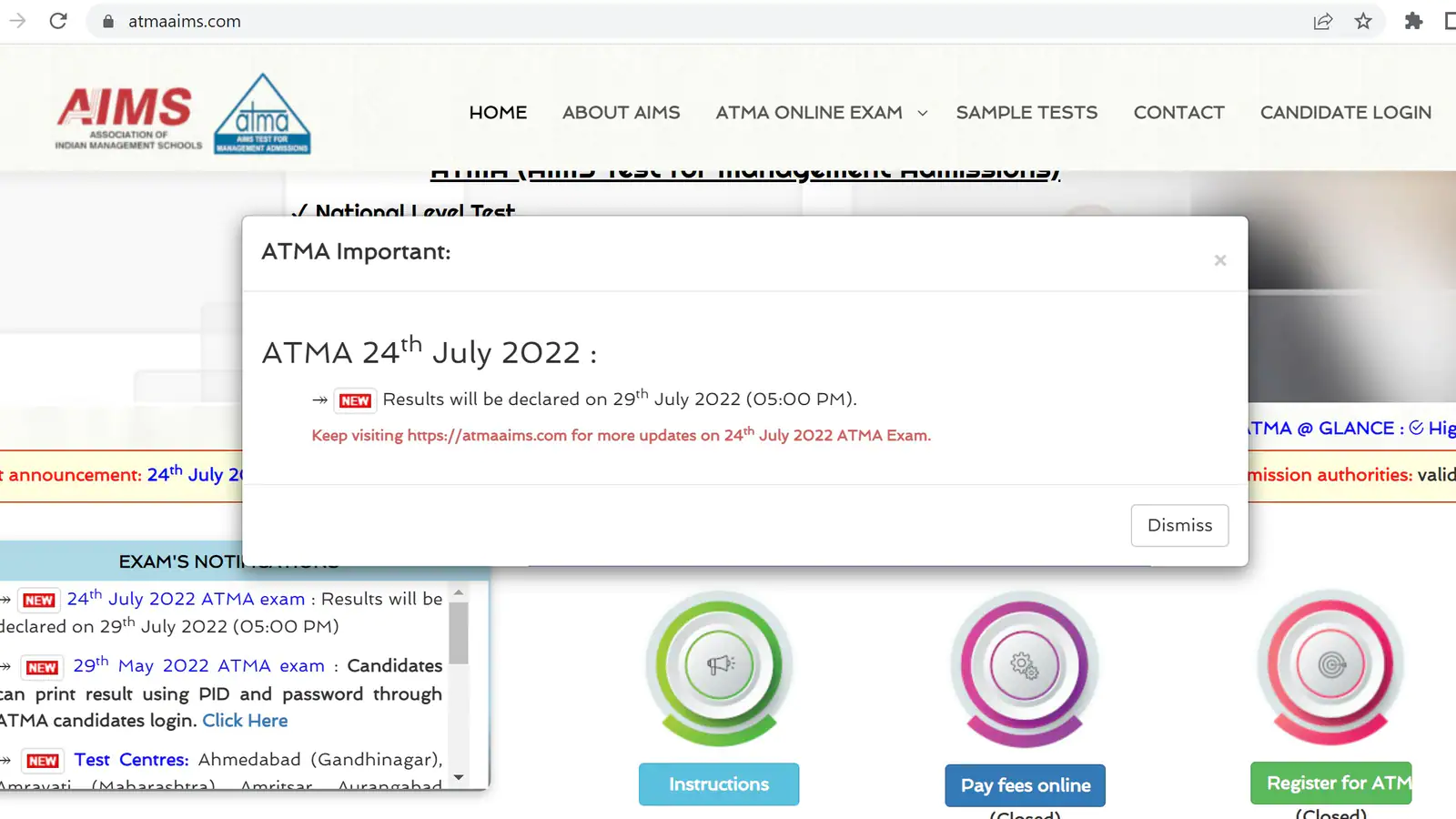 ATMA July result today at 5pm: Know how to check at www.atmaaims.com