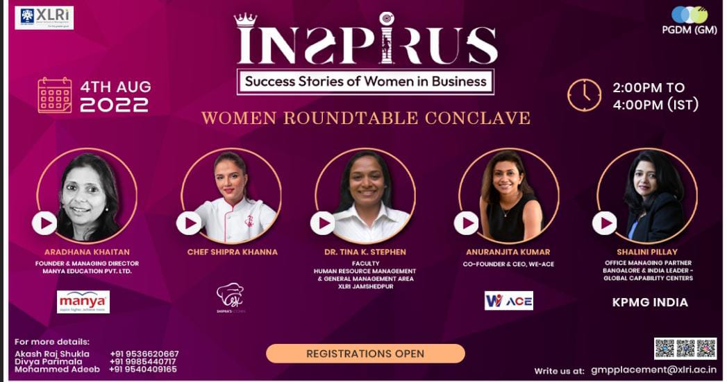 INSPIRUS: XLRI to host virtual event on success stories of businesswomen on Aug 4
