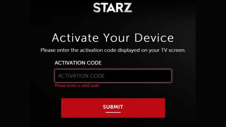 Activate Code for Starz.com