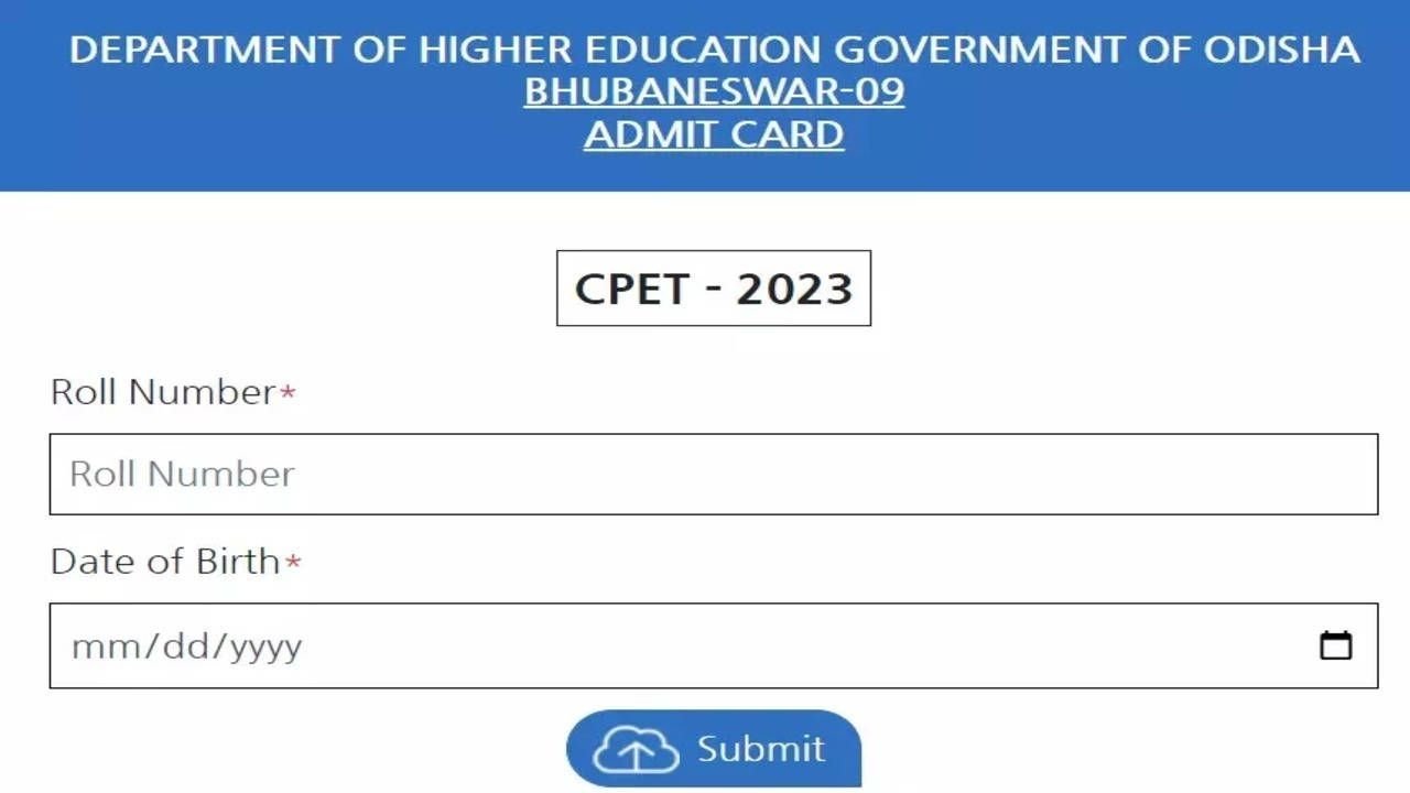 Odisha CPET 2023 admit Card Odisha CPET 2023 admit Card