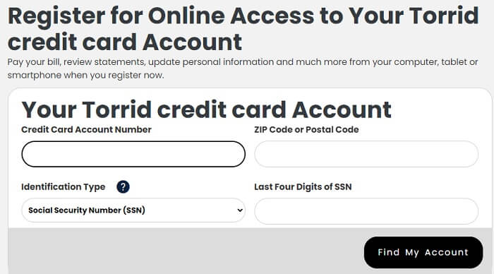 Torrid-credit-card-registration