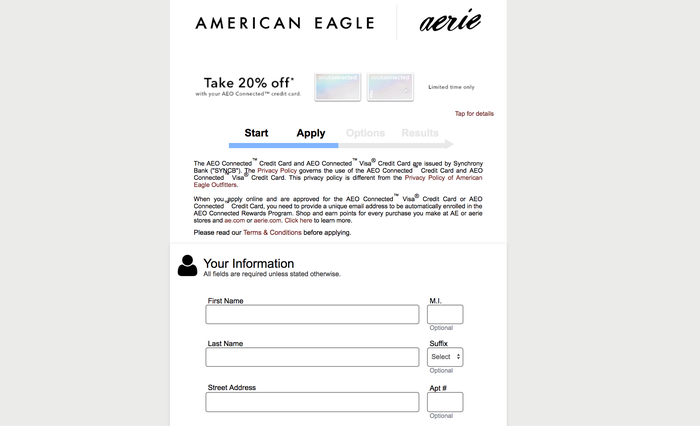 American-Eagle-Credit-Card-Application-Page