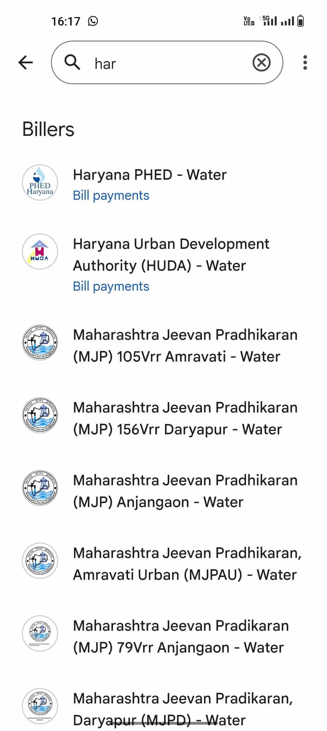 Faridabad water bill via UPI