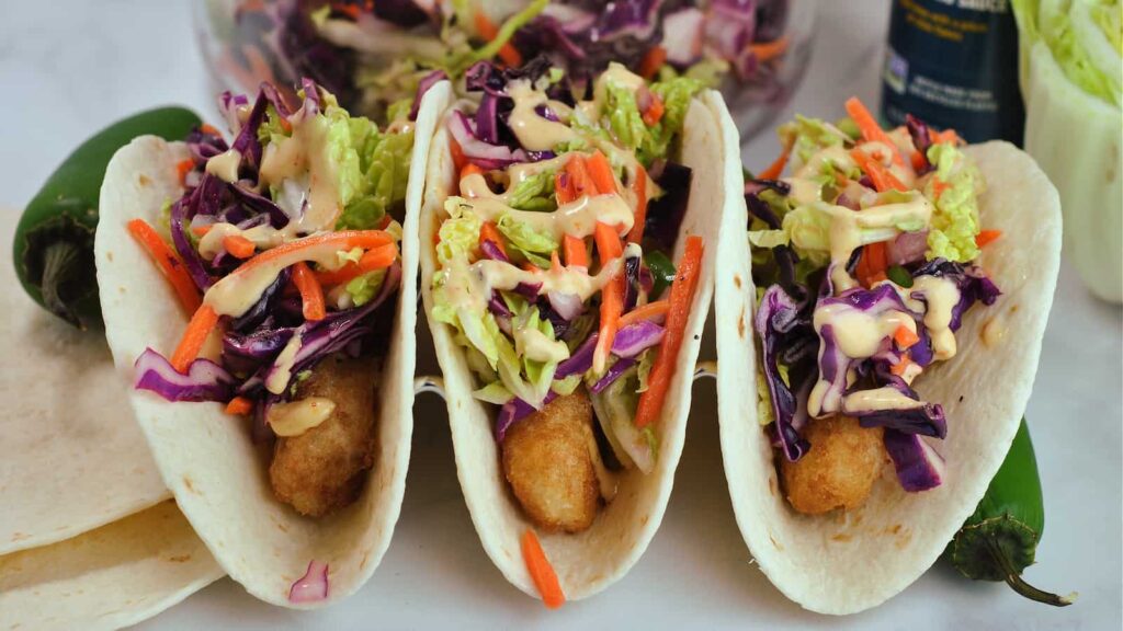The Crispy Baked Fish Tacos with Cabbage Slaw