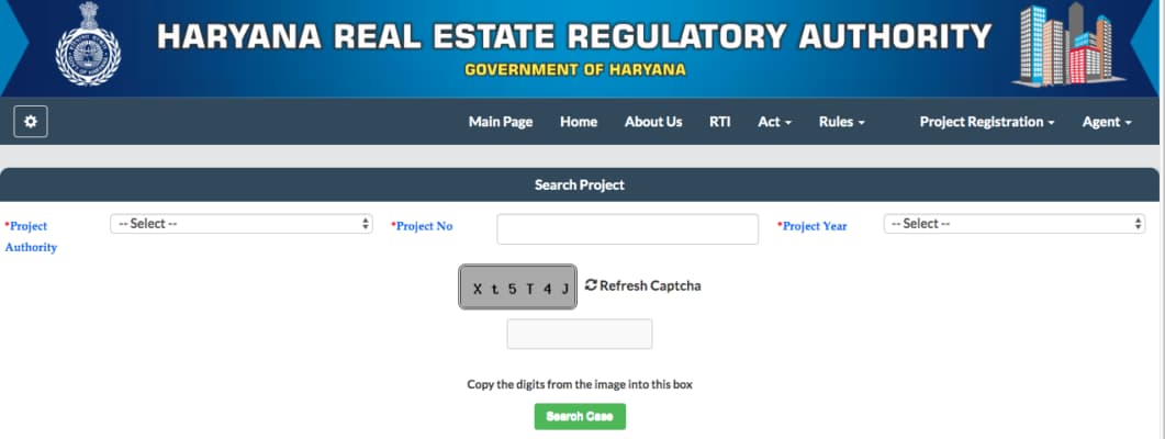 way to search registered projects on RERA Haryana